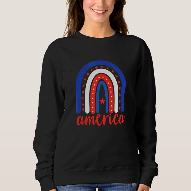 Rainbow 4th July American Flag Patriotic Americ Sweatshirt (Vorderseite)