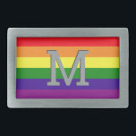 Rainbow 6 Stripe Gay Pride Monogramm Initial Rechteckige Gürtelschnalle<br><div class="desc">Liebe hat keine Grenzen. Feiern Sie den Juni Pride Month und zeigen Sie Ihre Unterstützung für die LGBTQ-Community mit diesem 6 Streifen Regenbogengürtel mit individuellem Monogramm Initial. Rot,  Orange,  Gelb,  Grün,  Blau und Violett lila Farben sind ein anerkanntes Symbol für Würde,  Sichtbarkeit und Gleichheit.</div>