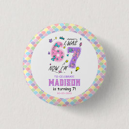 Rainbow 7th Birthday | I Was 6, Now 7 | Kids Button
