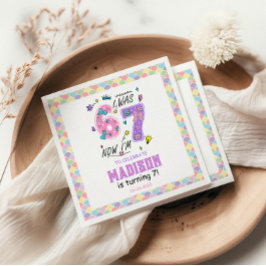 Rainbow 7th Birthday | I Was 6, Now 7 | Kids Serviette