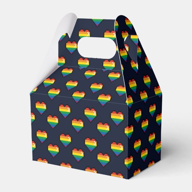 Rainbow 8 Bit Herzmuster Geschenkschachtel (Vorderseite)