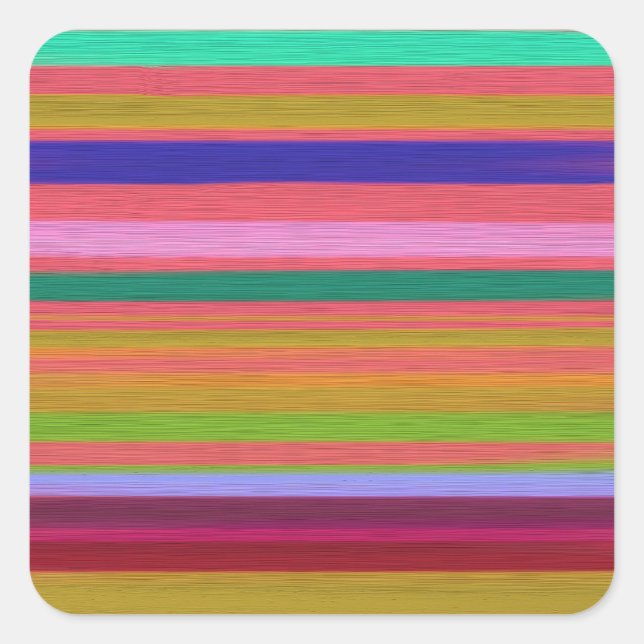 Rainbow abstrakte Kunststreifen Quadratischer Aufkleber (Vorderseite)
