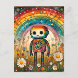 Rainbow Adorable Robot Postkarte