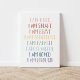 Rainbow Affirmations for Kids Nursery Decor Leinwanddruck
