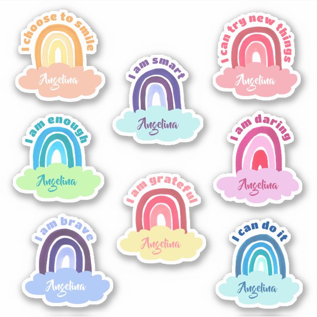 Rainbow Affirmname Custom-Cut Vinyl Sticker (Vorderseite)
