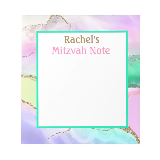 Rainbow Agate Modern Mitzvah Note Girls Notepad Notizblock (Vorderseite)