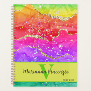 Rainbow Agate Parties scintillant en marbre