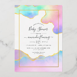 Rainbow Agate Stone Baby Shower Folieneinladung