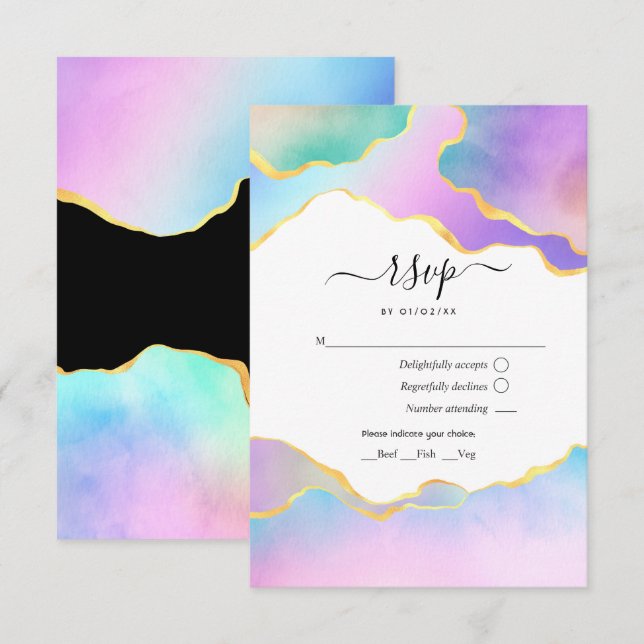 Rainbow Agate Stone Baby Shower RSVP Karte (Vorne/Hinten)