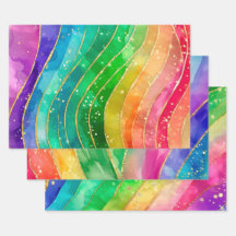 Rainbow Alcohol Ink Gold Glitter Abstract Design