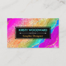 Rainbow Alcohol Ink & Gold Imitate Glitzer Agate