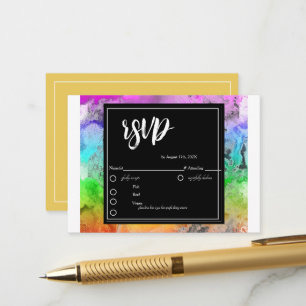 Rainbow Alcohol Ink RSVP Card Umschließungskarte Begleitkarte