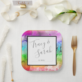 Rainbow Alcohol Ink Wasserfarbe Pappteller