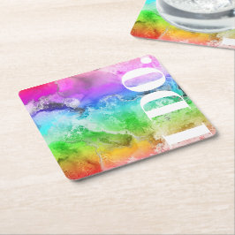 Rainbow Alcohol Ink Wasserfarbe Rechteckiger Pappuntersetzer