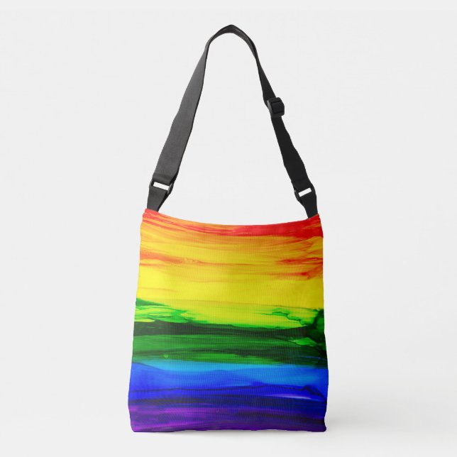 Rainbow Alcohol Tinte Abstrakt Tragetaschen Mit Langen Trägern (Vorderseite)