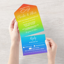 Rainbow All in One Wedding Einladungen