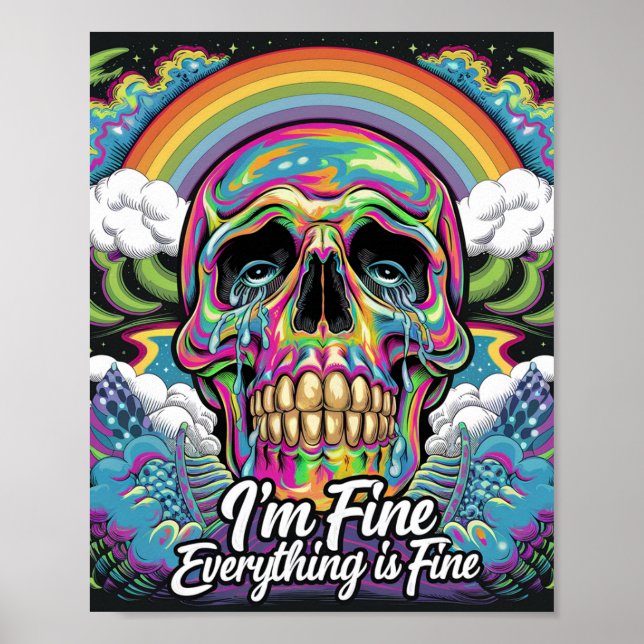 Rainbow Alles ist fein Skull Poster (Vorne)