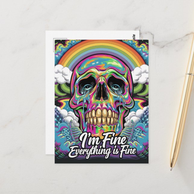 Rainbow Alles ist fein Skull Postkarte (Vorderseite/Rückseite Beispiel)