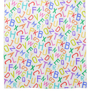 Rainbow Alphabet Letters Kids A-Z Duschvorhang