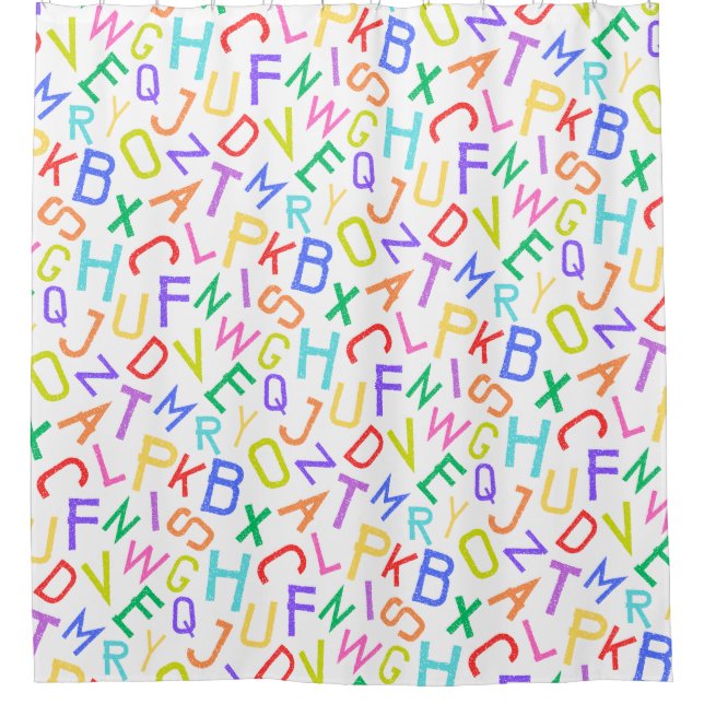 Rainbow Alphabet Letters Kids A-Z Duschvorhang (Vorderseite)