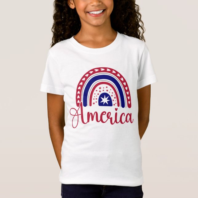 Rainbow America Girl T-Shirt (Vorderseite)