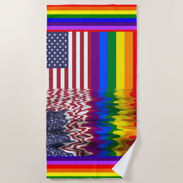 Rainbow American Flag LGBT Support Serviettes de p (Devant)