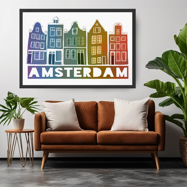 Rainbow Amsterdam Colorful Holland Houses Art Poster (Rainbow Amsterdam Colorful Holland Houses Art Poster
Wall Art )