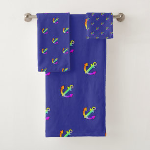 Rainbow Anchor Wiederholen Blue Kids Badhandtuch Set
