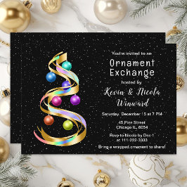 Rainbow and Black Christmas Ornament Exchange Einladung