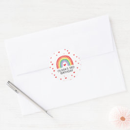 Rainbow and Hearts Birthday laden Umschlag Aufkleb Runder Aufkleber