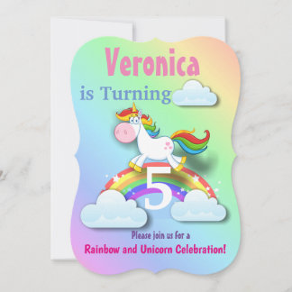 Rainbow and Unicorn Party Einladung