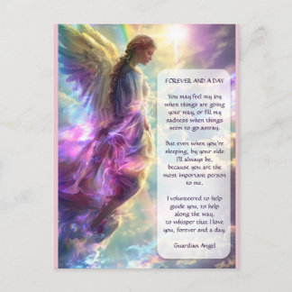 Rainbow Angel und Gedicht Postkarte