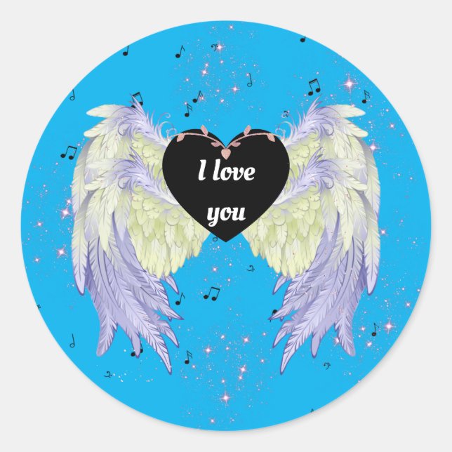 rainbow angel wings runder aufkleber (Vorderseite)