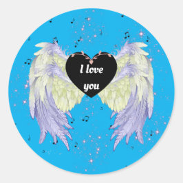 rainbow angel wings runder aufkleber