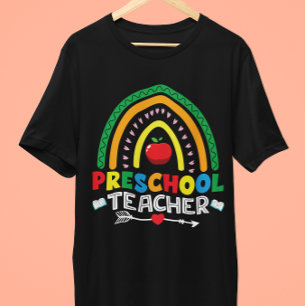 Rainbow & Apple Preschool-Lehrer Grafik Tri-Blend Shirt