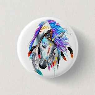 Rainbow-Aquarellpferd Button