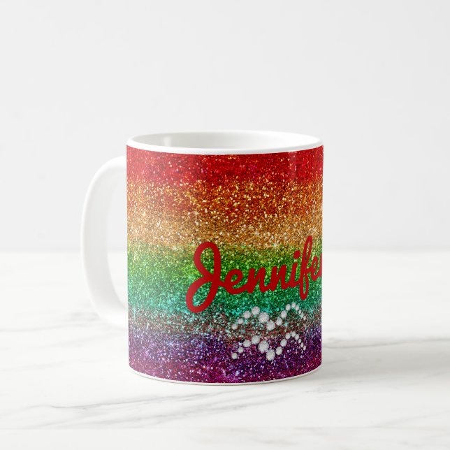 Rainbow Aquarius Rose Personalisiert Kaffeetasse (Vorderseite Links)