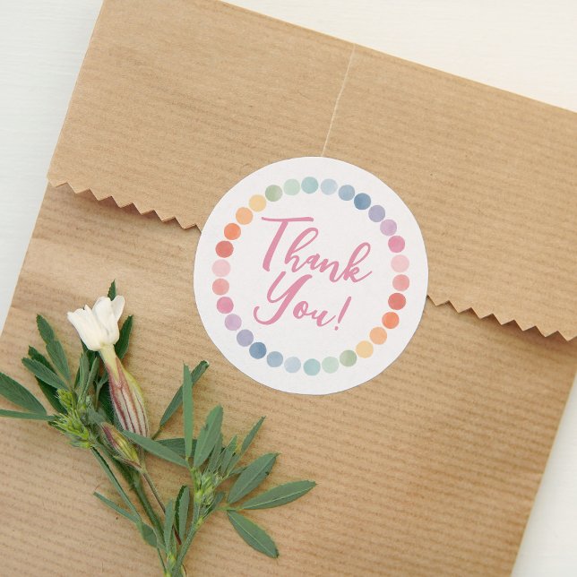 Rainbow Art Birthday Party Danke Runder Aufkleber (Von Creator hochgeladen)