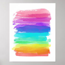 Rainbow Artist Brushstrokes Minimalistische Mod Ha Poster