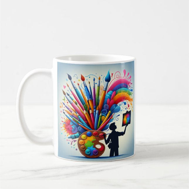 Rainbow Artist Painter tea Tasse cup Keramik (Links)