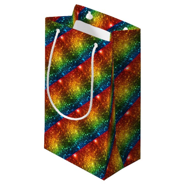 Rainbow Astral Glitzer nur Liebe ist real Kleine Geschenktüte (Vorderseite Schrägansicht)