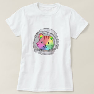Rainbow Astro Cat Shirt - Starry Night Space T-Shi