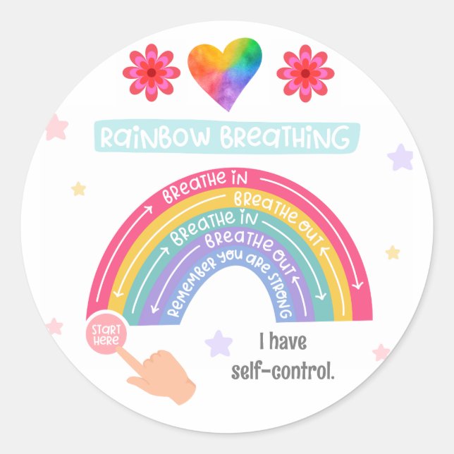 Rainbow-Atemübung zur Beruhigung Runder Aufkleber (Vorderseite)