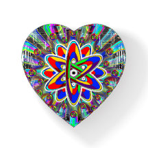 Rainbow Atomsymbol Glass Paperweight