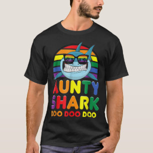 Rainbow Aunty Shark Sunglass Auntie Mother's Day T-Shirt