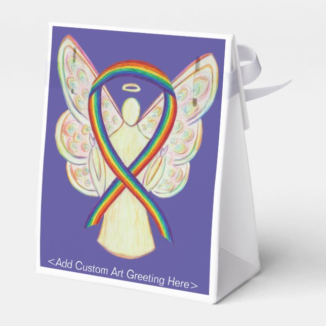 Rainbow Awareness Ribbon Angel Gastgeschenk Box Geschenkschachtel (Rückseite)