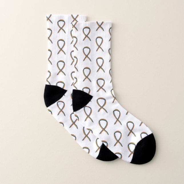Rainbow Awareness Ribbon Custom Art Sounds Socken (Paar)