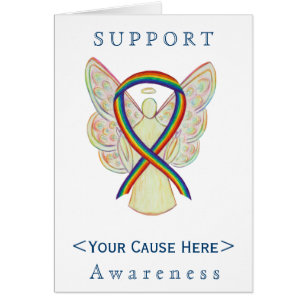 Rainbow Awareness Ribbon Engel Customized Card