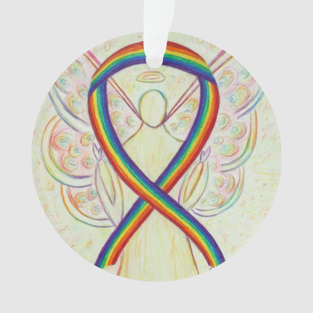 Rainbow Awareness Ribbon Engel Maßgeschneiderte Ei Ornament (Vorderseite)