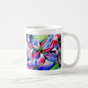 Rainbow Azalea Blume Original Aquarellmalerei Kaffeetasse